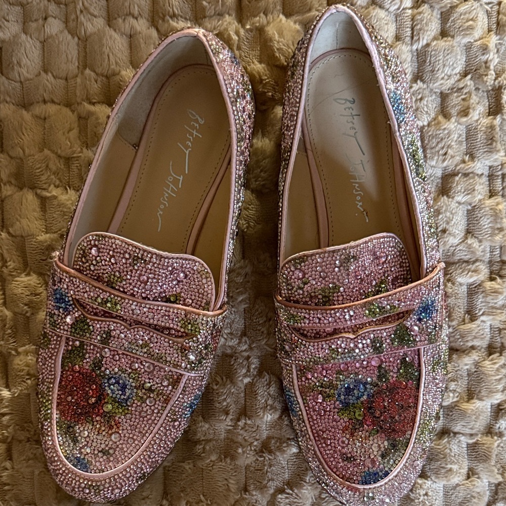 Betsey Johnson Sparkling Pink Floral Loafers
